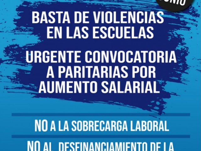 Anuncian un paro docente para este martes